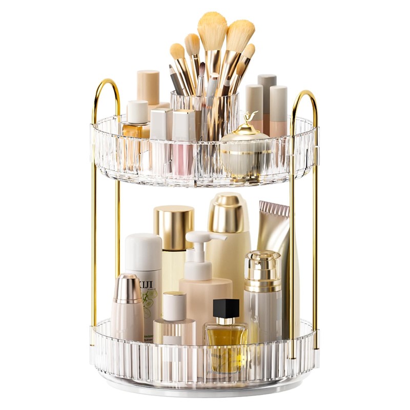 360° Rotating Makeup Organizer, Upgraded 2 Tier Skincare Perfume Organizers f... gallery