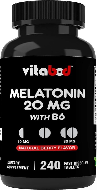 Melatonin 20mg 240 Ct Fast Dissolve Tabs – Berry Flavor – 1, 2,3, Pack Options..
