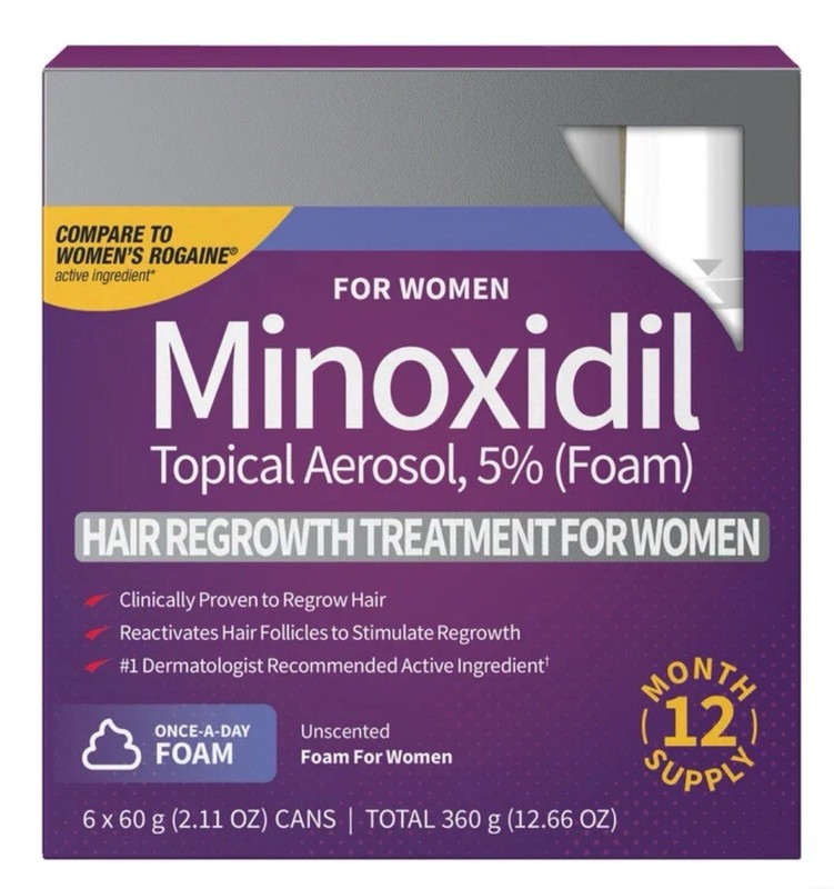 ✳️🔥 Kirkland Minoxidil 5% FOAM WOMEN Hair Regrowth Treatment 12 Months ✳️🔥