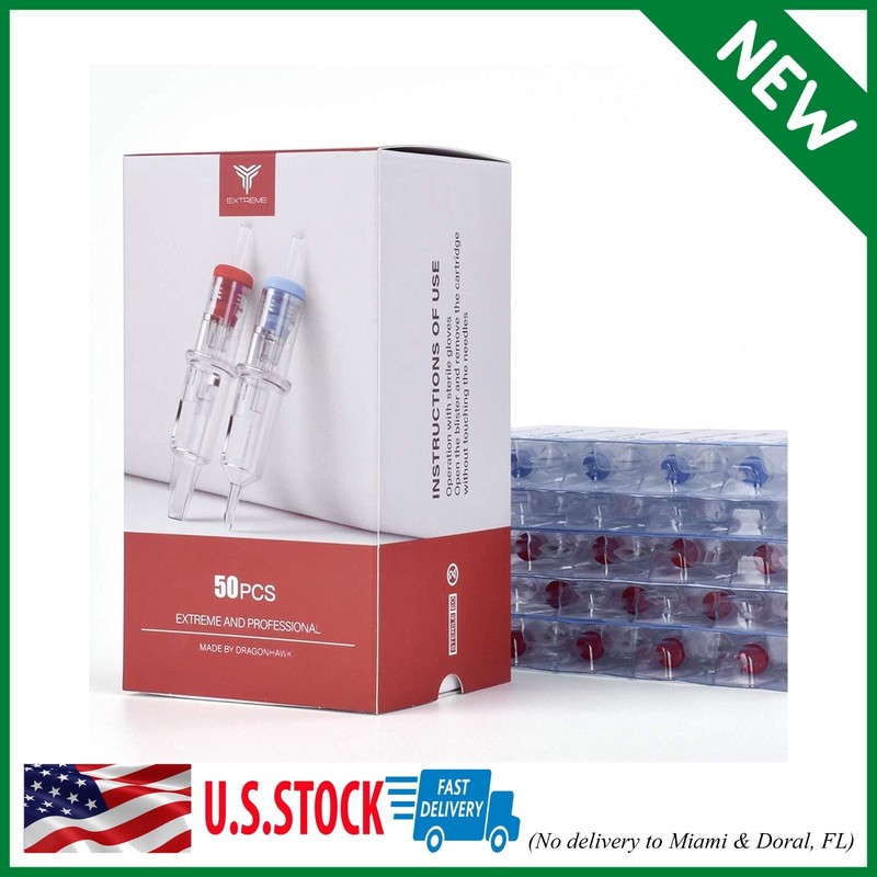 Dragonhawk Extreme Tattoo 50Pcs Cartridges Needles Mixed Sizes 1003RL 1005RL …