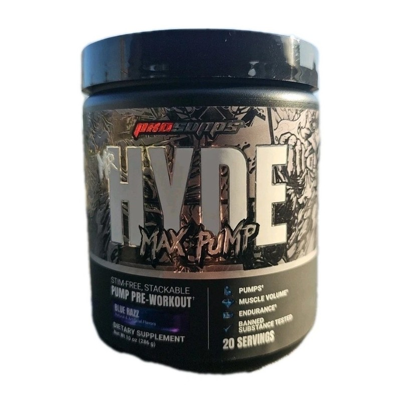 Prosupps Hyde Max Pump Stimulant-Free Pre-Workout Blue Razz – Size: 10 oz