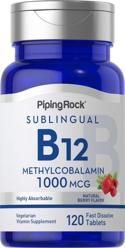Vitamin B12 Sublingual | 1000 mcg | 120 Tablets | Non-GMO | by Piping Rock