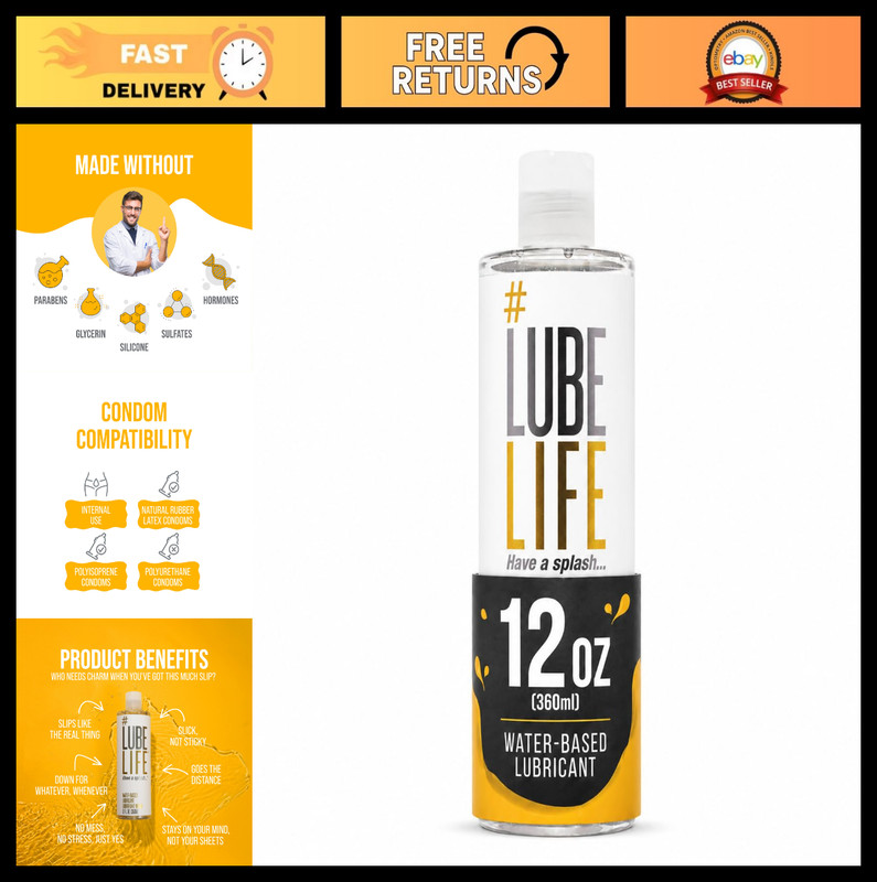 Water-Based Personal Lubricant for Men, Women & Couples – Travel Size, Non-Stain
