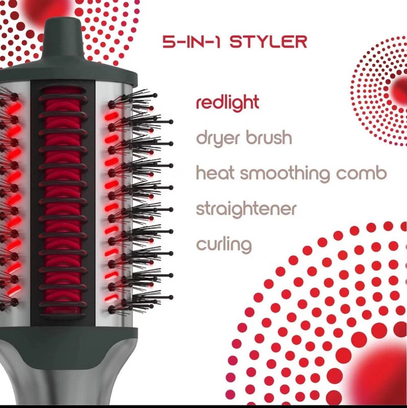 S&F 5-in-1 Red Light Ionic Dryer Brush, Adjustable Heat, 3 Speeds/3 Temps gallery