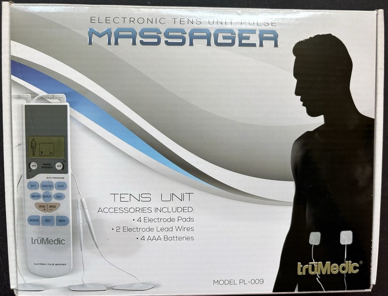 truMedic PL-009 TENS Unit Electronic Pulse Massager Pain Relief Complete In Box