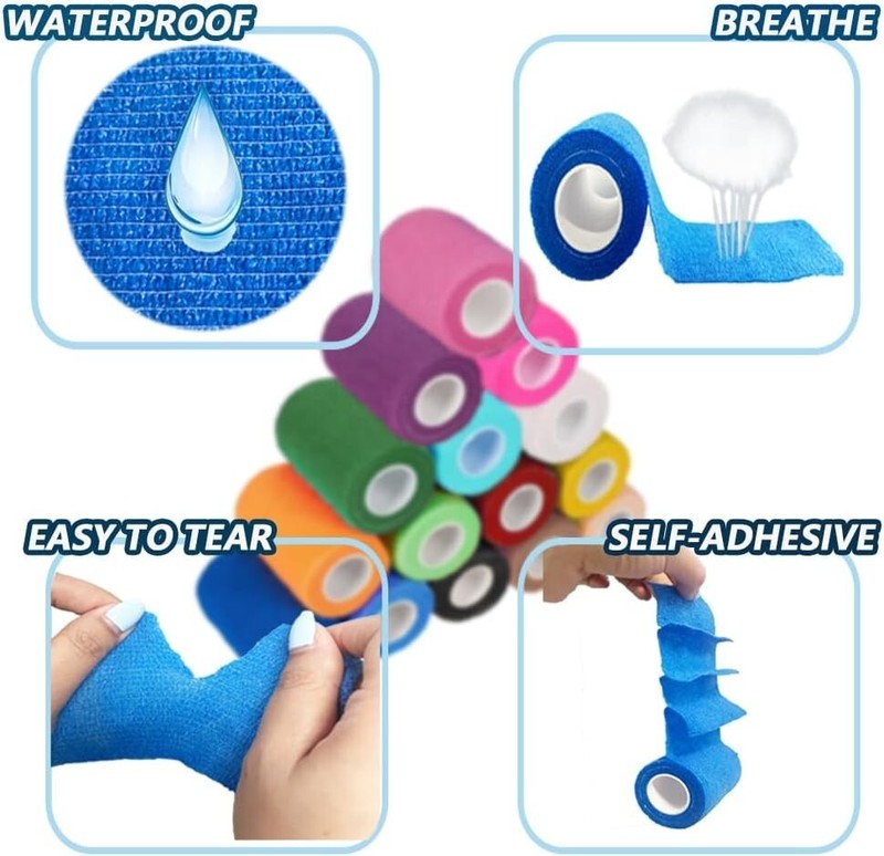 15 Rolls Self Adhesive Bandages Elastic Vet Wrap Tape for Pets Horse Dogs Cats gallery