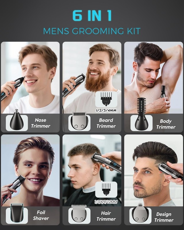 Ultimate Men's Grooming Kit: 19-Piece Beard Trimmer with Self-Sharpening Blades gallery