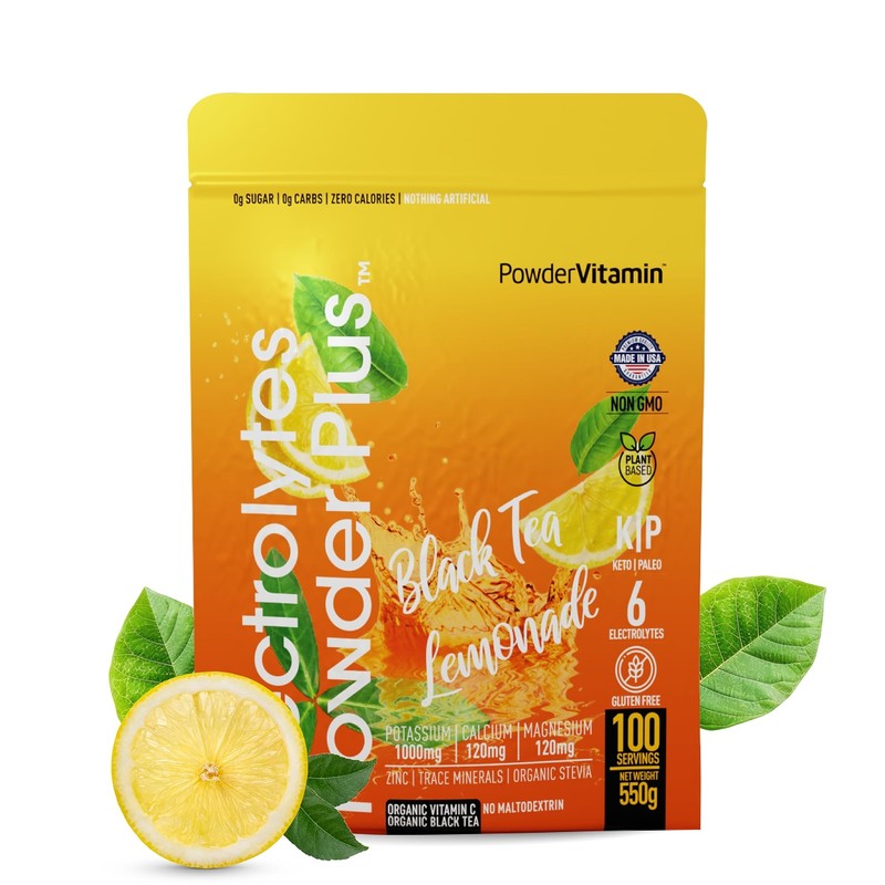 PowderVitamin Electrolytes Powder Plus 100 Servings Black Tea Lemonade Electr…