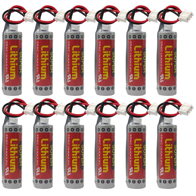 (12-Pack) ER6C AA PLC Battery 1800mAh 3.6V for FX F2-40BL FX1N PLC with Plug US
