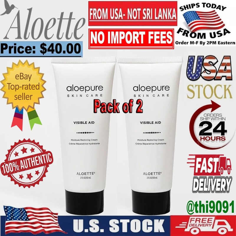 Aloette Visible Aid Moisture Restoring Cream 2oz Aloe Skin Relief – Pack of 2 🔥