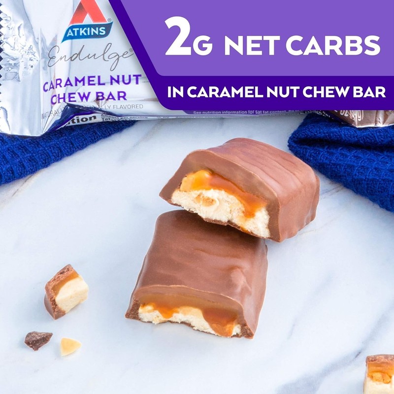 Delicious Atkins Endulge Caramel Nut Chew Bar - Low Carb, 1g Sugar, Fiber Boost gallery
