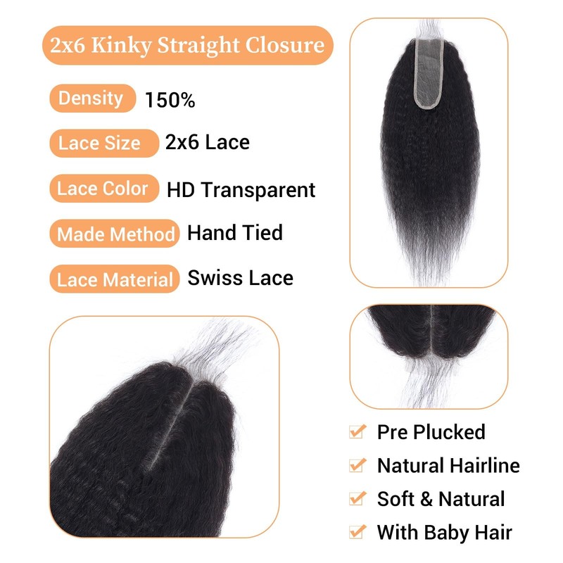Mootaful 2X6 Hd Lace Closure Kinky Straight Transparent 2 By 6 Hd Lace Closure gallery