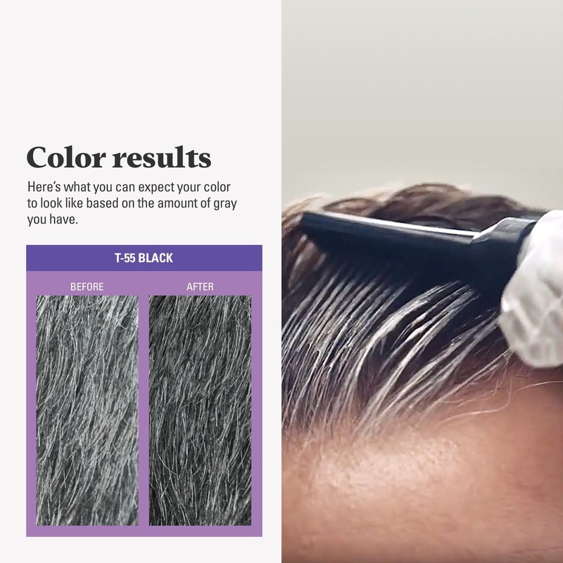 Just For Men Touch of Gray Hair Color with Comb Applicator, T-55 Black, 3 Pack gallery