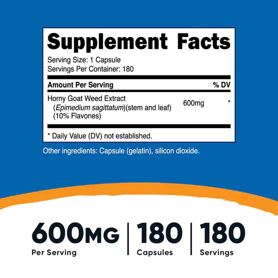 Nutricost Horny Goat Weed Extract 180 Caps - Gluten Free Exp 11/2026 gallery
