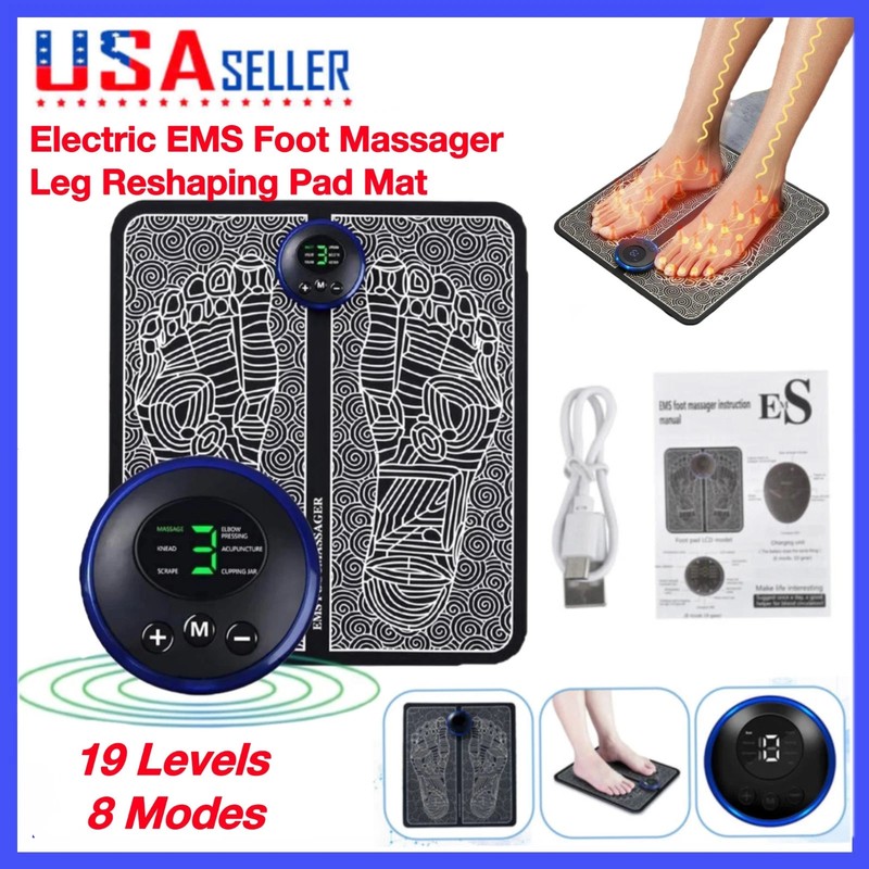 19 Level EMS Electric Foot Massager Pad Muscle Stimulator Blood Circulation Mat