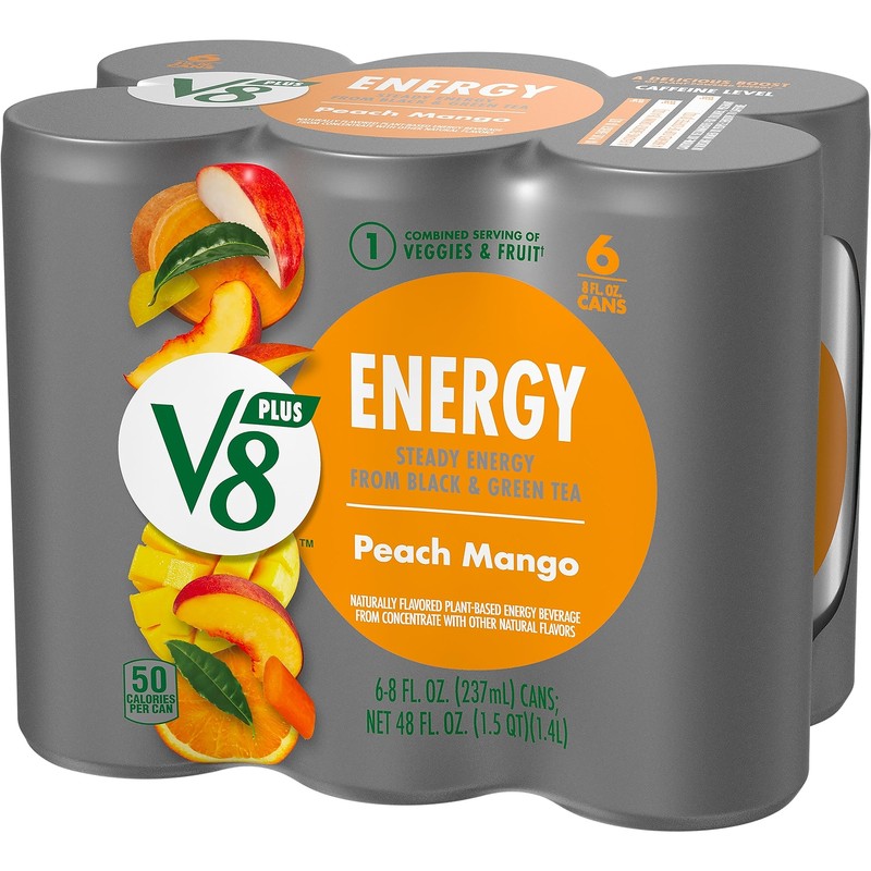 V8 +ENERGY Peach Mango Energy Drink Made with Real Pack of 24 8 Fl Oz gallery