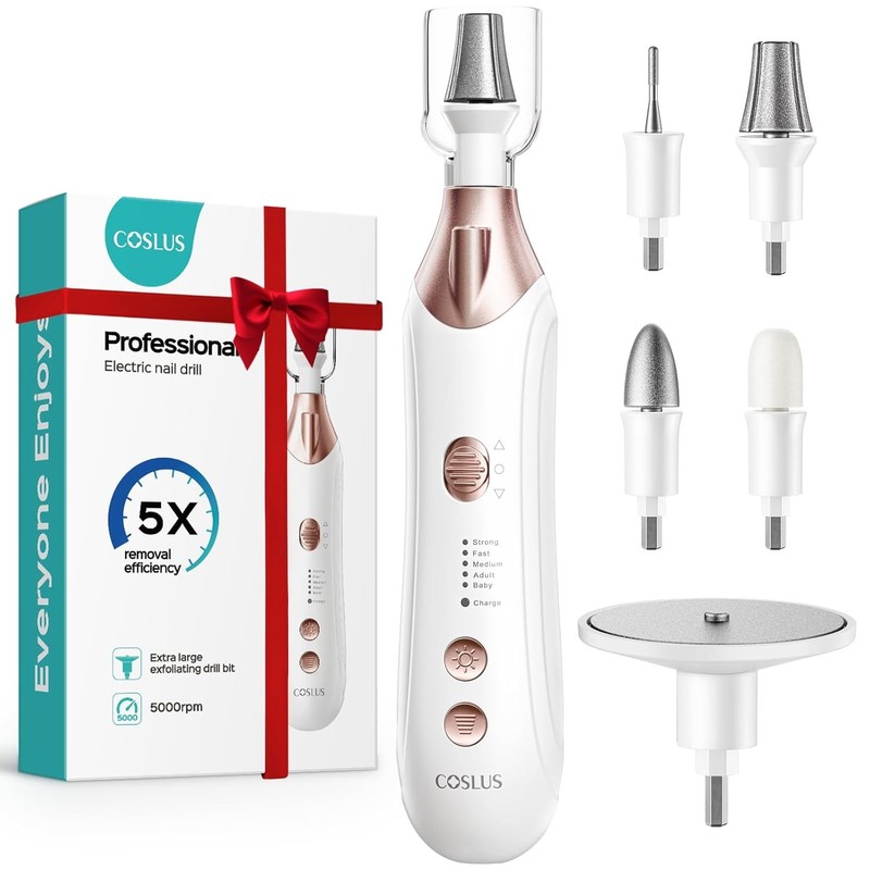 COSLUS C43 Professional Manicure Pedicure Kit, 5-in-1 Electric Nail File for Toe