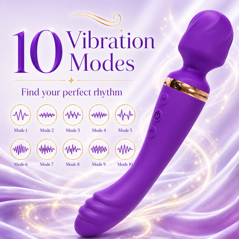 Purple Magic Wand Vibrator Women 10 Speeds Dual Motor G Spot Clitoral Massager gallery