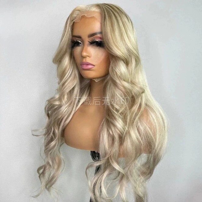 Highlight Honey Blonde Loose Wave Lace Front Wigs for Women Synthetic 13×4