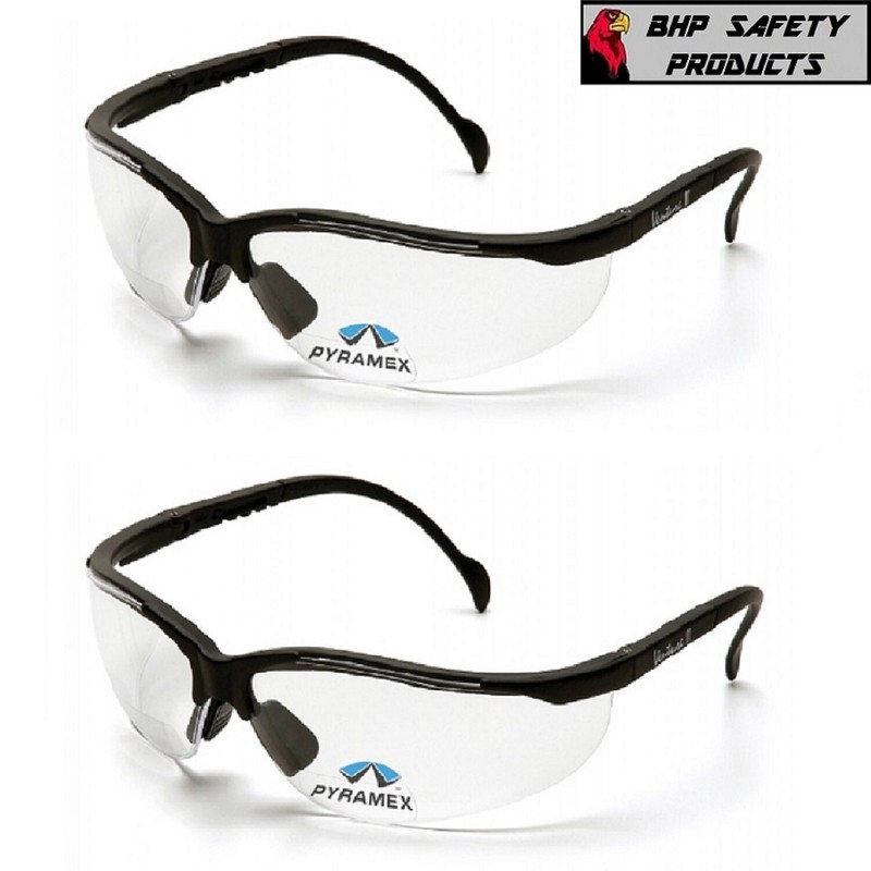 2 PAIR LOT Bifocal Safety Reading Glasses Clear Lens Reader ANSI Z87.1 Men Women
