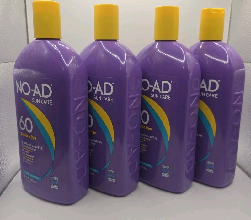 4 FULL BOTTLES No Ad Sunscreen Lotion SPF 60 / 16 OZ HTF