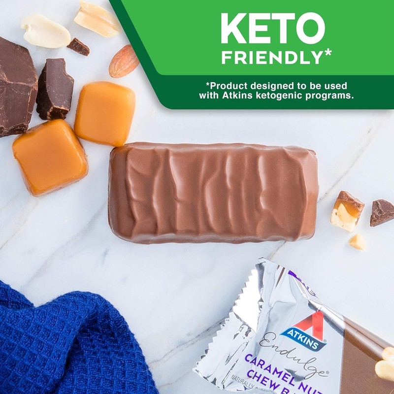 Delicious Atkins Endulge Caramel Nut Chew Bar - Low Carb, 1g Sugar, Fiber Boost gallery
