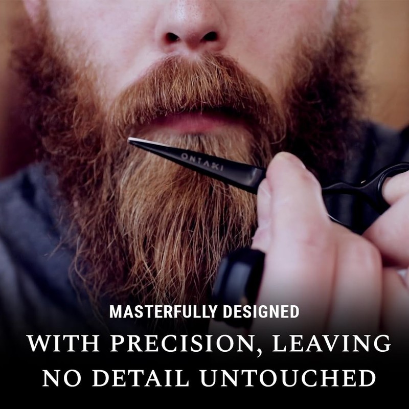 Precision Mustache Scissors 5-Inch Black - Beard Trimming Kit with Combs gallery
