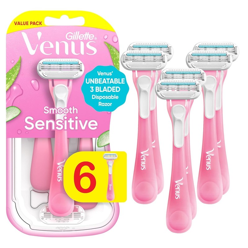 Gillette Venus Sensitive Womens Disposable Razors 6 Count