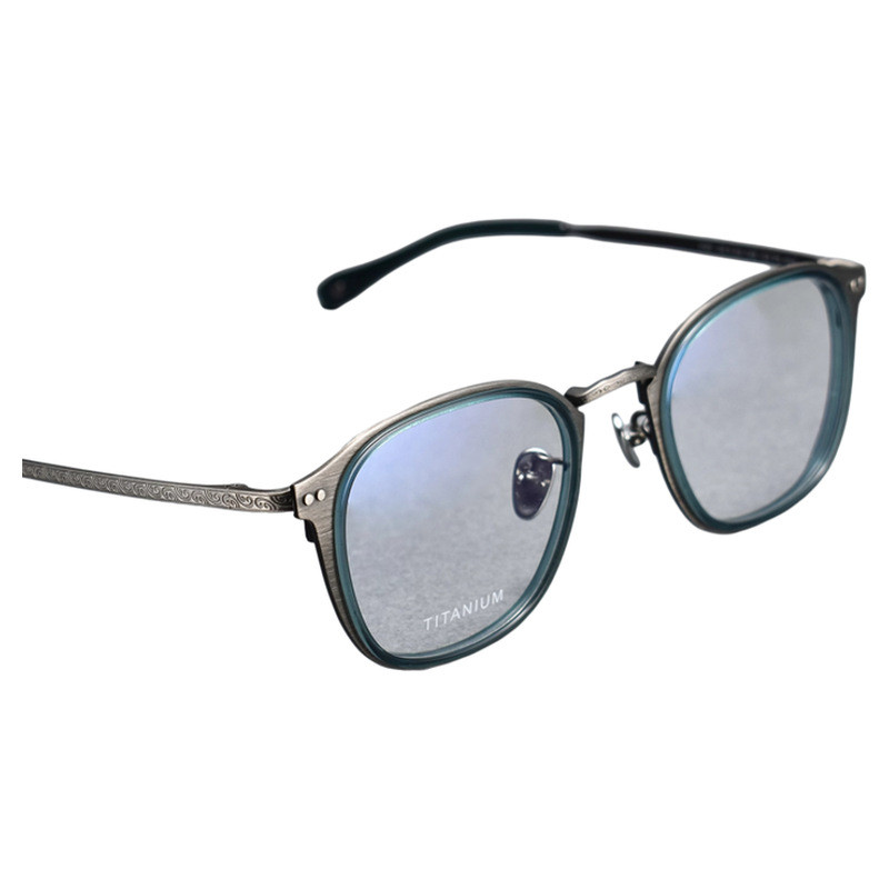 Titanium Eyeglass Frames Square Lightweight Optical Glasses Unisex Blue Gray