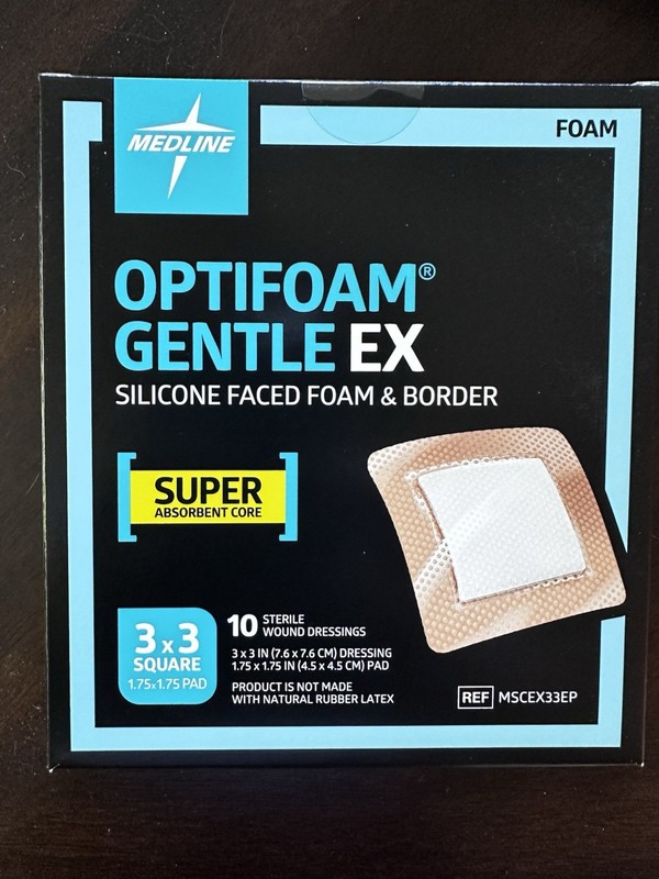 Medline Optifoam Gentle Ex Silicone Foam & Border Box of 10 3X3 Brand New Box