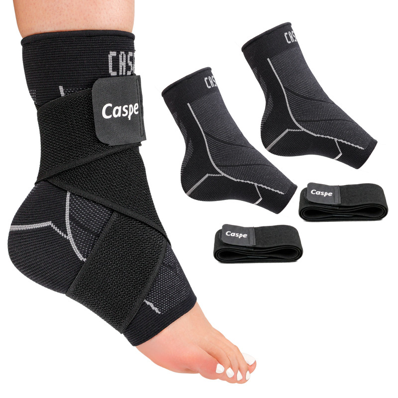 Caspe 2X Ankle Support Brace Compression Sleeve Socks Elastic Foot Pain Relief gallery