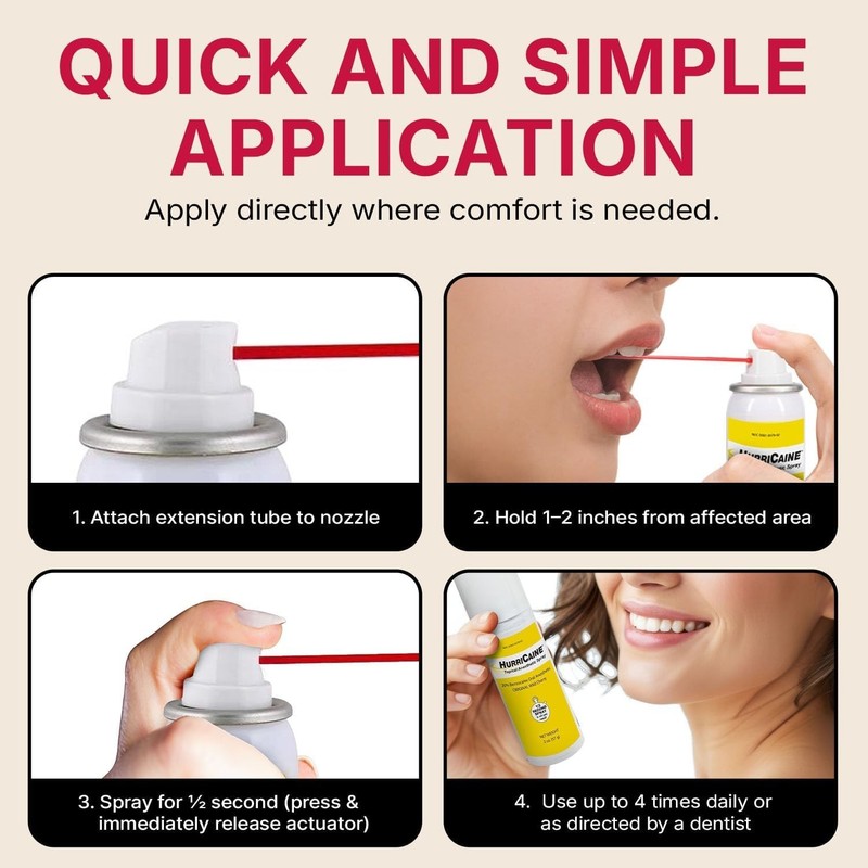 HurriCaine 20% Benzocaine Oral Pain Relief Spray, Fast-Acting Topical Anesthe... gallery