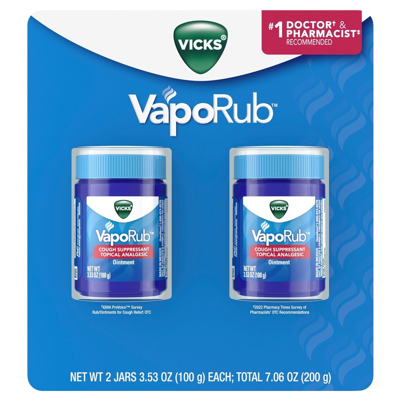 2-JARS Vicks Vaporub Cough Suppressant Topical Ointment 3.53 oz (Total 7.06 oz)