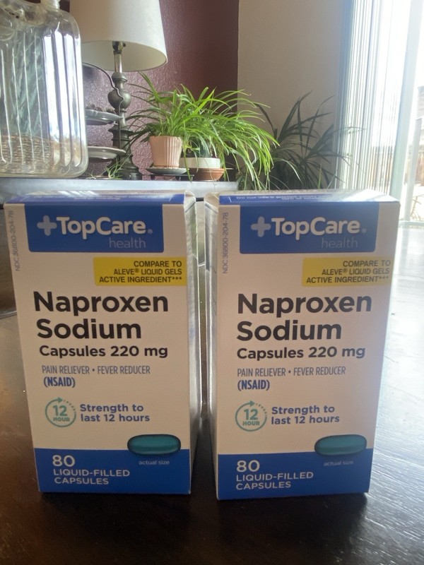 TopCare Naproxen Sodium 220mg Total 160 Capsules – Lot of 2 Bottles Exp 02/2027