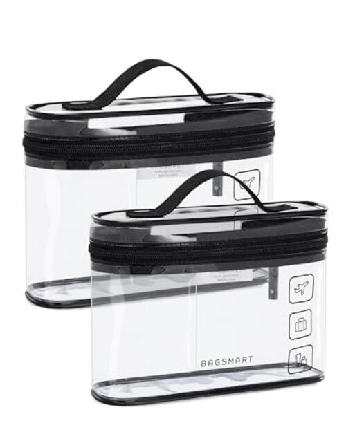 TSA Approved Toiletry Bag Clear Makeup Cosmetic Bag Organizer, Black 2 Pack gallery