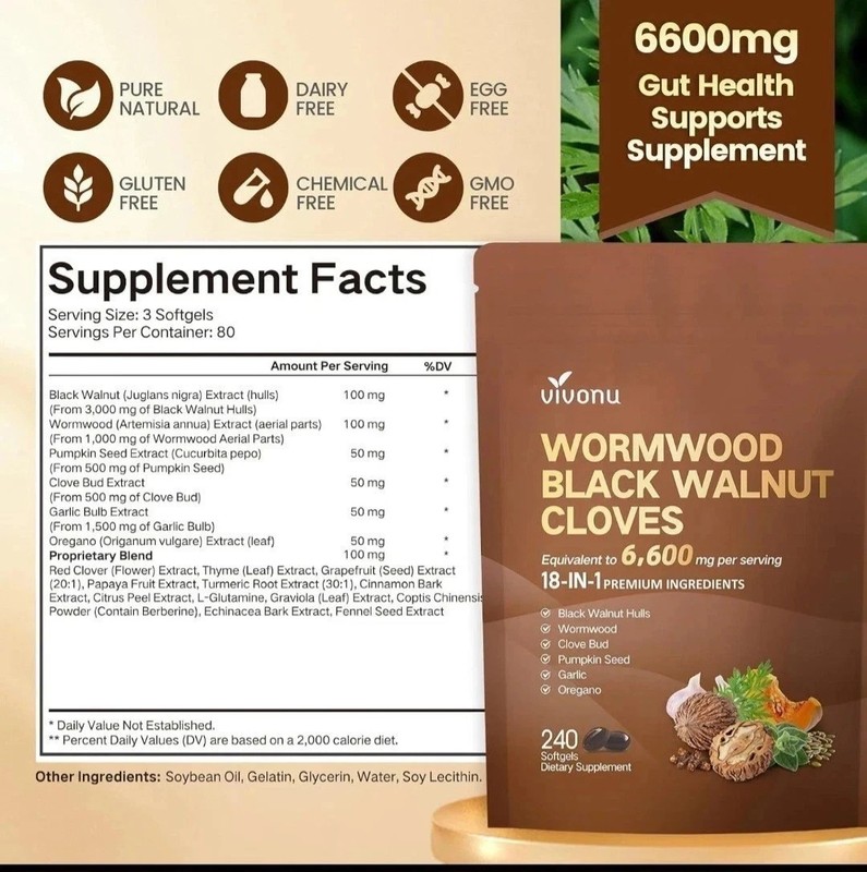 NEW Vivonu Wormwood Black Walnut Cloves 240 Softgels gallery