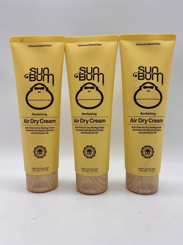 3x SUN BUM REVITALIZING ANTI-FRIZZ AIR DRY STYLING CREAM 6oz EACH SEALED