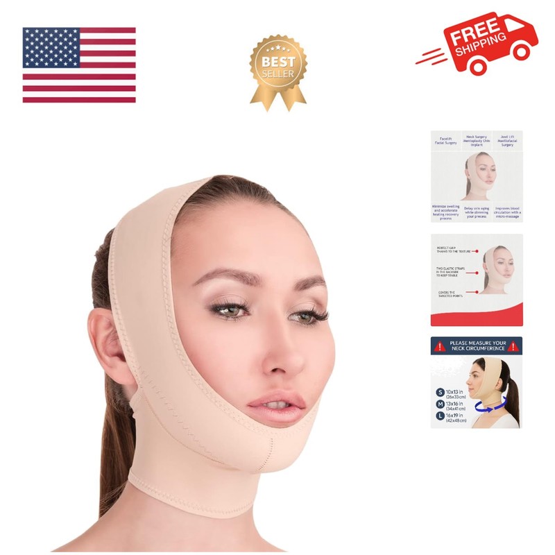 Post Surgical Chin Strap Bandage for Women – Neck and Chin Compression Garmen…