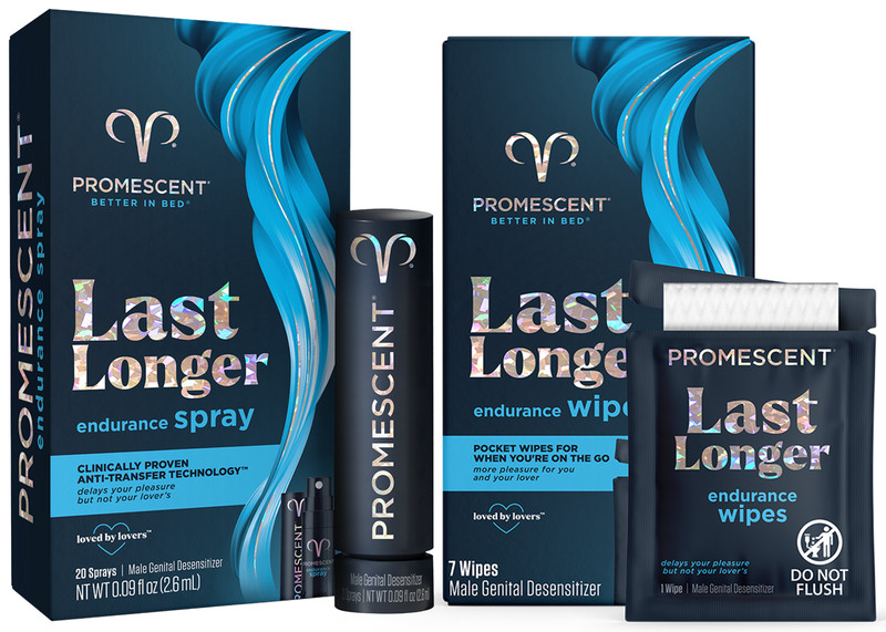 Promescent Men’s Delay Spray (2.6ml) & Delay Wipes Last Longer in Bed Bundle