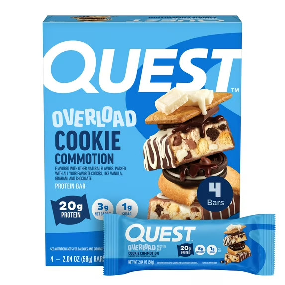 Quest Overload 20g Protein Bar, Cookie Commotion Flavor, High Protein, Gluten Fr