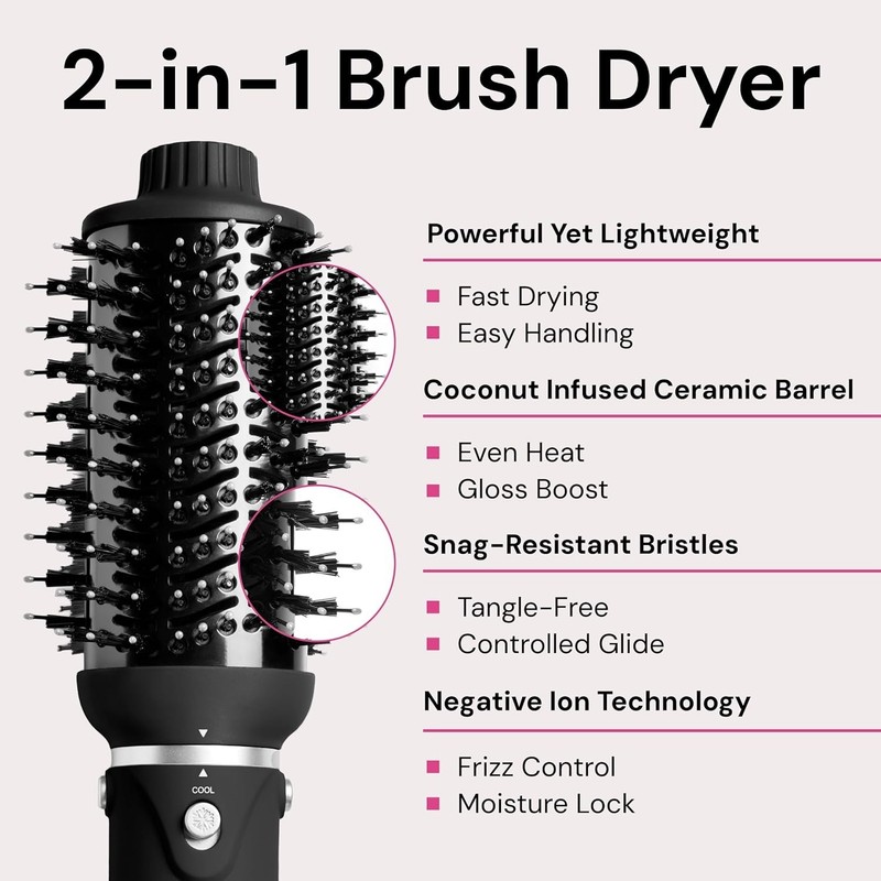 VolumeBoost 60mm 2-in-1 Ceramic Hair Dryer Brush for Frizz-Free Blowouts gallery