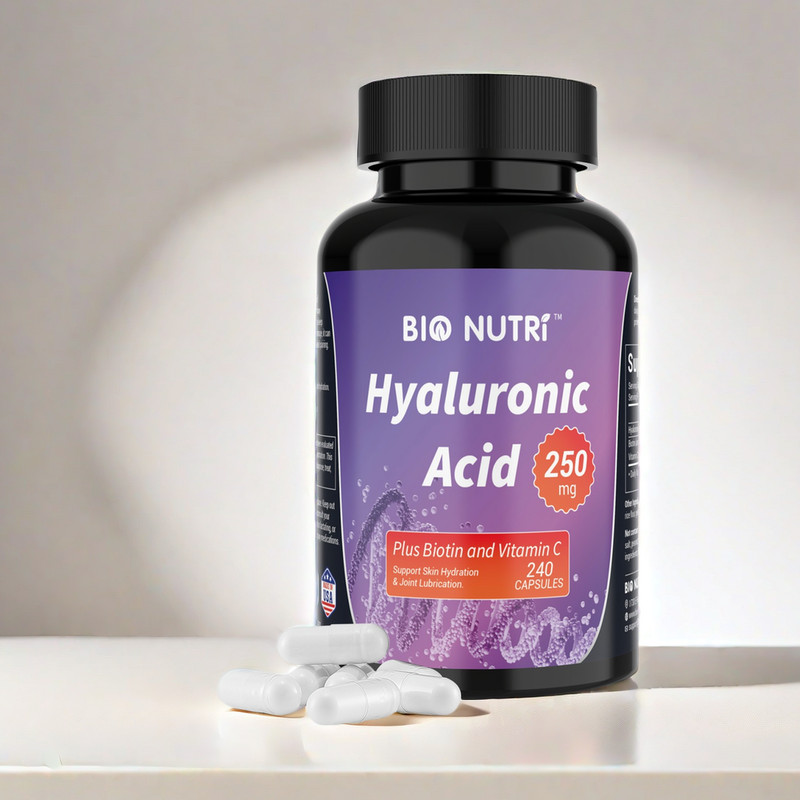Hyaluronic Acid with Vitamin C & Biotin – 250mg 240 Pills NON-GMO Skin Hydration
