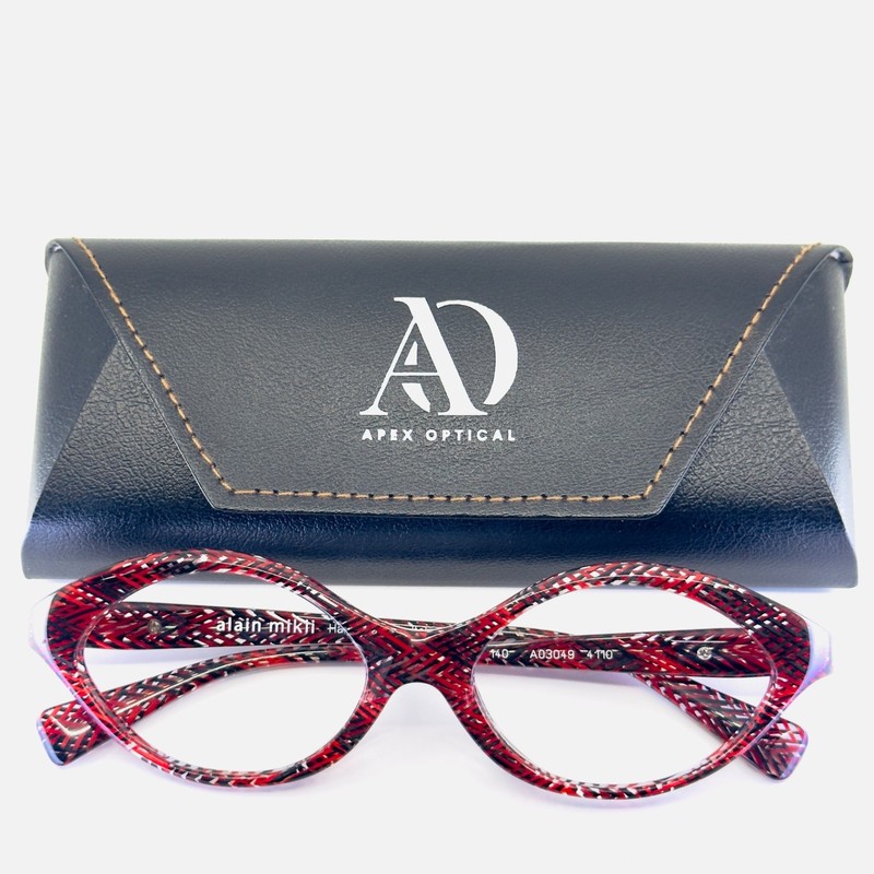 ALAIN MIKLI A03049 4110 Red Black Womens Oval Full Rim Eyeglasses 53-17-140 B:37