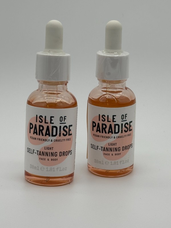 Isle of Paradise Face & Body Self Tanning Drops LIGHT 1.01 fl oz 30 ml TWO PACK