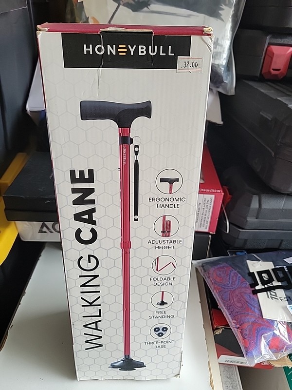 Honeybull Heavy Duty Walking Cane Men or Women-Fold, Adjust, Collapse, Pivot Tip