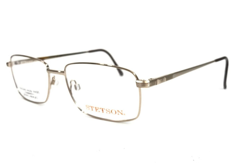 Stetson Eyeglasses Frames 327 057 Shiny Gold Rectangle Wire Rim 56-18-150 gallery