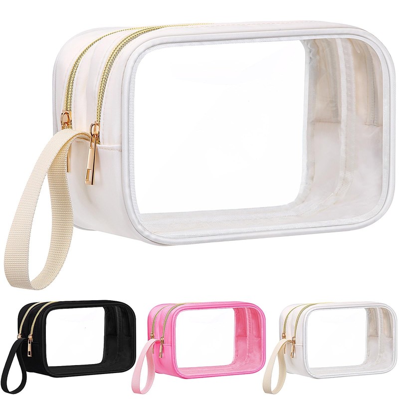 Weewooday Clear Makeup Bag Double Layer 8.27 x 5.12 x 3.15 inches, White
