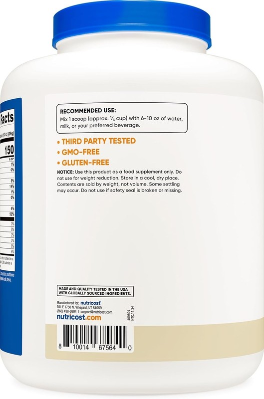 Nutricost Grass-Fed Whey Protein Isolate Vanilla 5 LBS Powder Non-GMO Gluten Fre gallery
