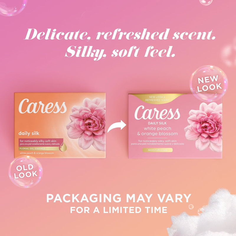 Caress Silkening Daily Silk Beauty Bar, White Peach & Orange Blossom, 16 ct. gallery