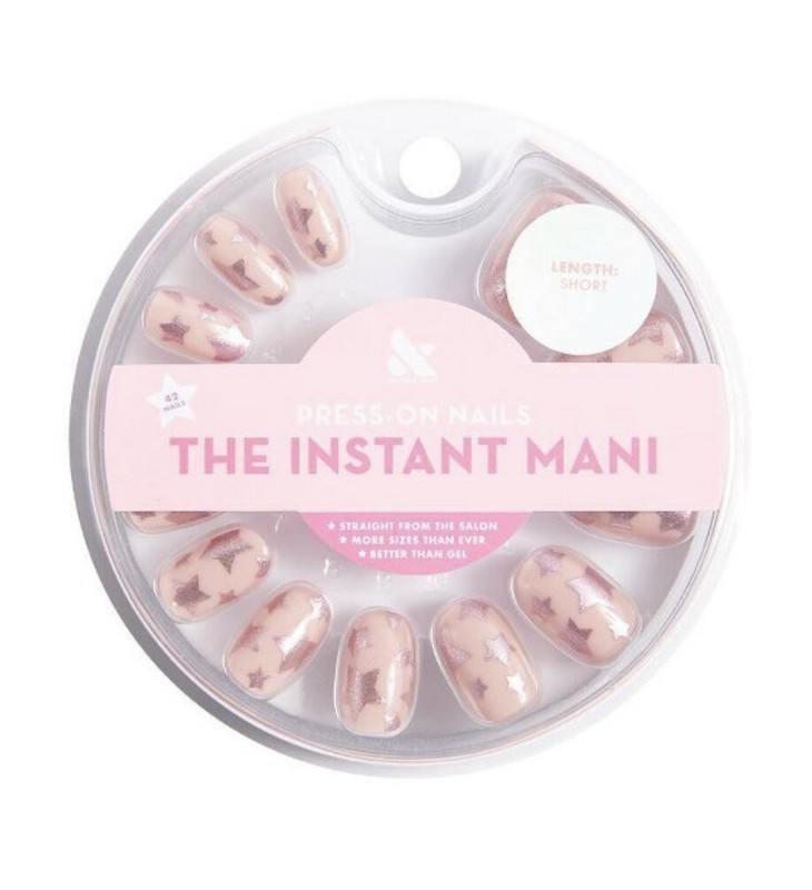 Olive and June Press On Fake Nail, Short Round Sundance Super Star Instant Mani